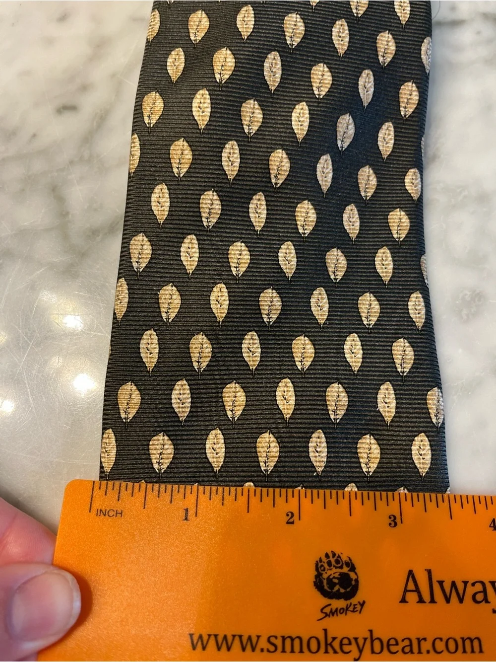 Lands' End Black Tie with Gold Teardrop Pattern